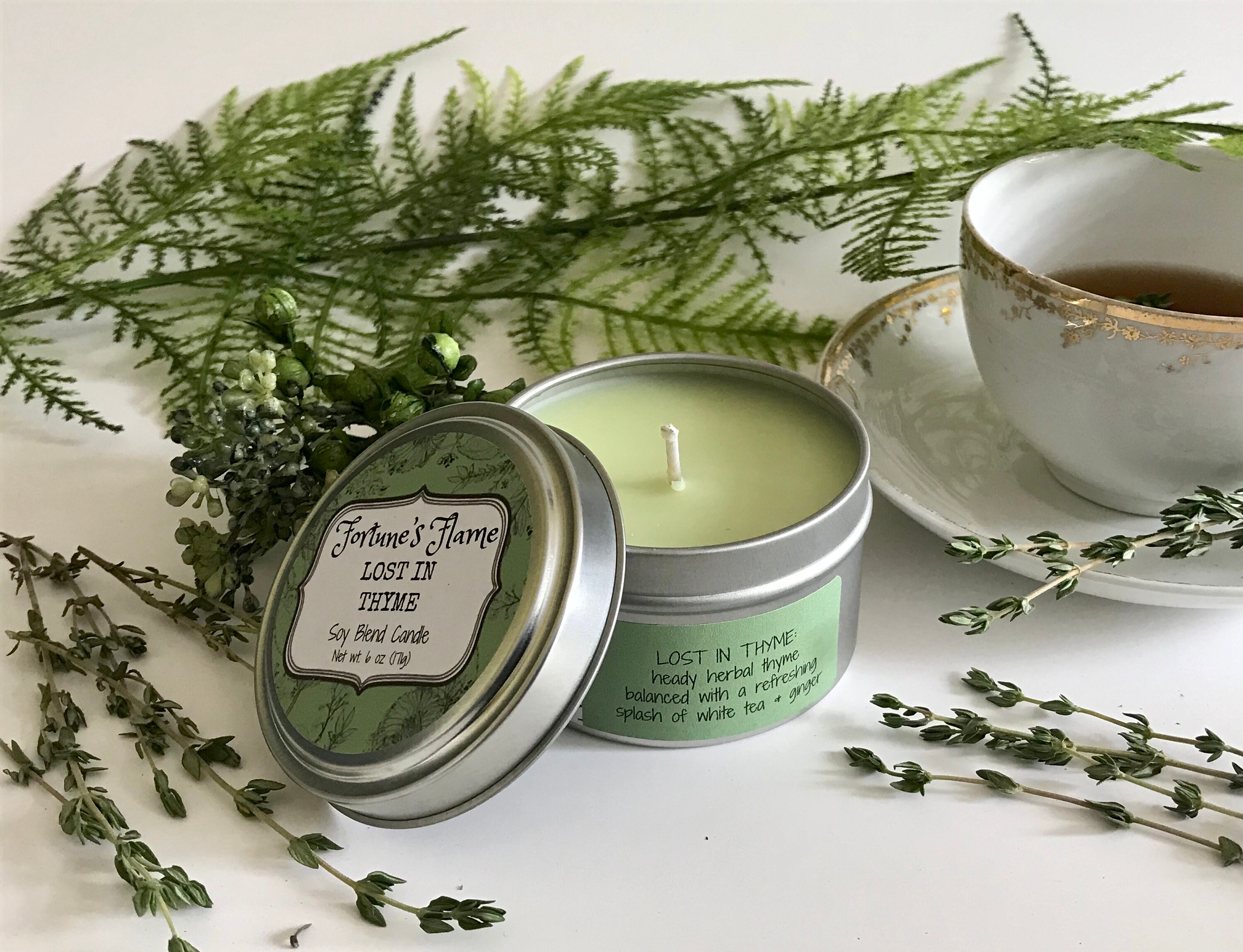 Lost in Thyme candle herbal candle thyme & white tea Etsy