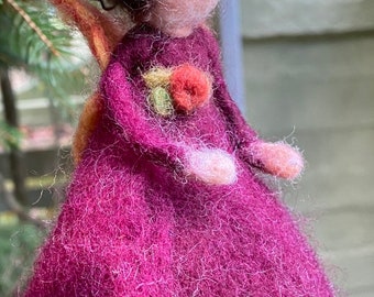 Needle Felted Fairy Waldorf Inspired Wool Felted  Fairy Ornament