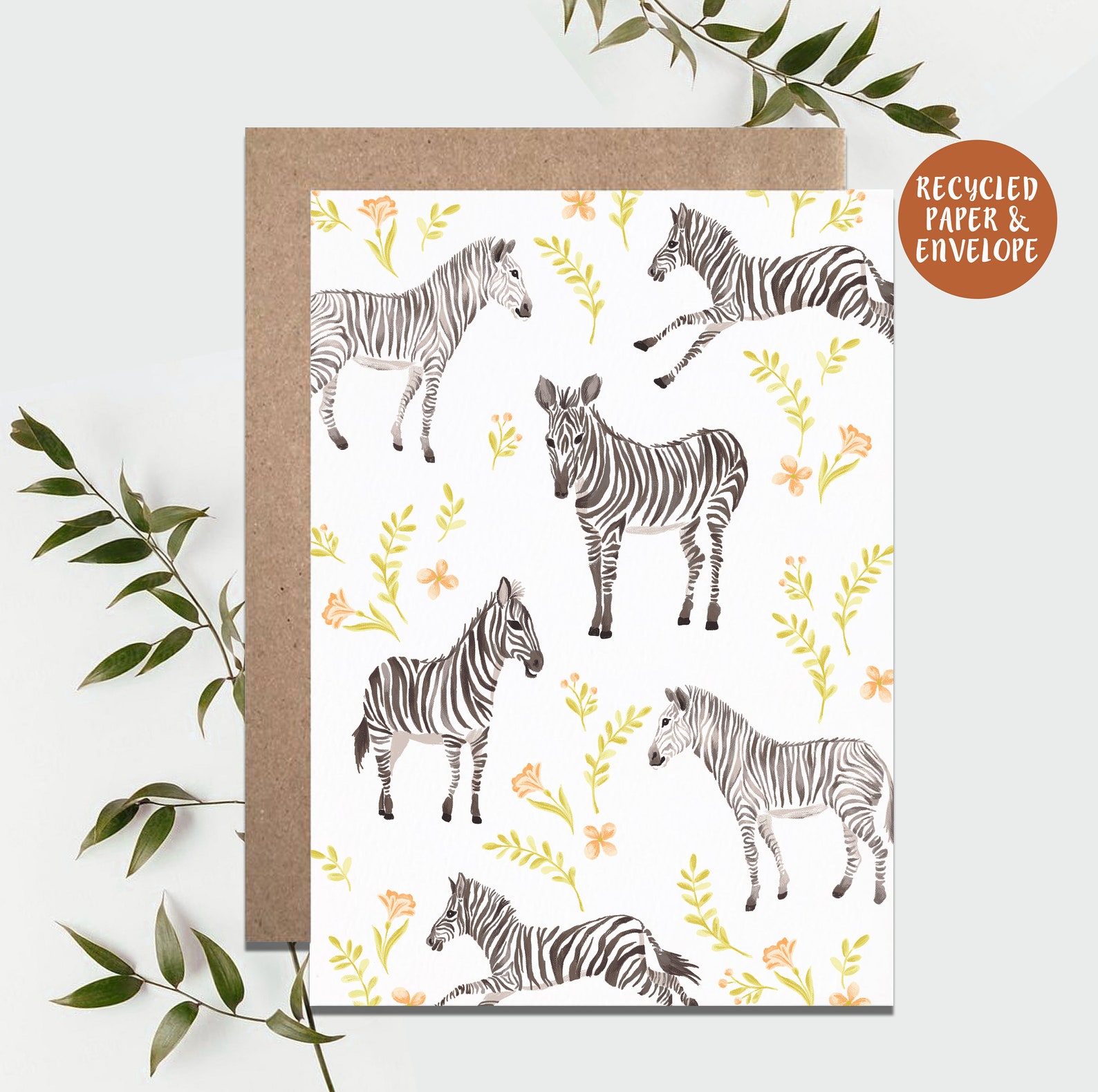 Zebra-Illustration-Karte Tier-Karte Geburtstagskarte | Etsy