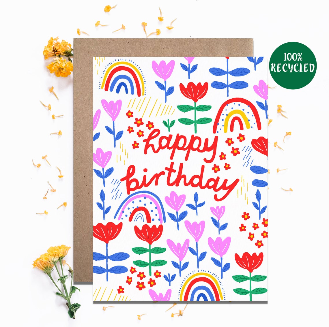 Happy Birthday Card Rainbow Card Birthday Wishes Card