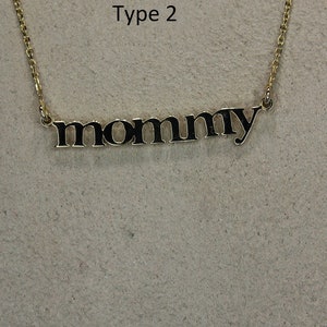 Collar de oro real de 14 quilates para mamá, gran regalo para mamá, collar con letras para mamá de 3 estilos diferentes, regalo para el día de la madre, oro blanco y oro rosa