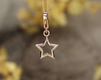 14K massivt guld stjärnberlock, stjärnsmycken, stjärnhänge för kvinnor, smycken för kvinnor, himmelsstjärnhänge, utmärkt present till alla hjärtans dag för henne,