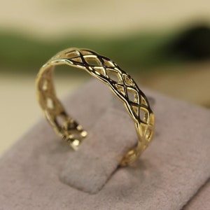 14K Real Gold Braided Ring, Gold infinity Ring, Twisted Gold Ring, Fancy Twisted Gold Ring, Celtic Knot Ring, Braided Weave Wedding Ring