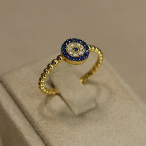 Dainty Evil Eye Ring, 14K Solid Gold Ball Evil Eye Ring, Nazar Ring, The Perfect Protection From Evil Eye Ring, Turkish Eye, Greek Jewelry
