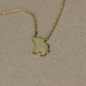 14K Solid Gold Elephant Necklace, Real Gold Elephant Necklace, Minimalist Animal Gold Necklace, Dainty Animal Gold Pendant, Good Luck Charm