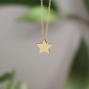 14K 18K Real Gold Star Necklace, Celestial Tiny Star Necklace, Minimalist Dainty Star Necklace, Star Pendant Necklace, Great Gift For Her