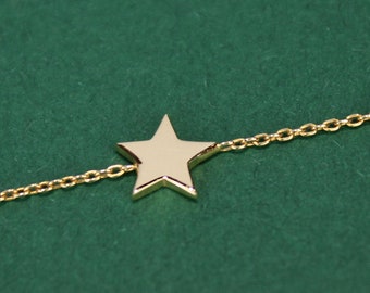 14K Solid Real Gold Star Bracelet, Dainty Star Bracelet For Women, Celestial Women Bracelet, Women Bracelet Jewelry, Mother's day gift
