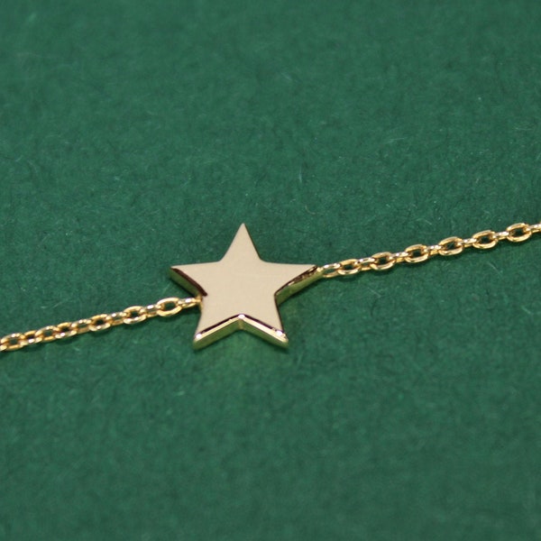 14K Solid Real Gold Star Bracelet, Dainty Star Bracelet For Women, Celestial Women Bracelet, Women Bracelet Jewelry, Mother's day gift