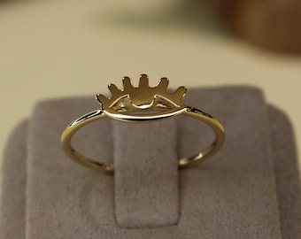 Bague mauvais œil en or véritable 14 carats, bague oeil bleu, bague protectrice pour les yeux, bague oeil porte-bonheur en or, oeil mauvais turc, bague oeil grec, excellent cadeau pour elle,
