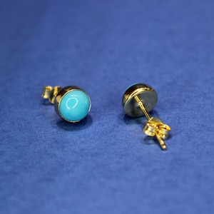 14K Solid Gold Turquoise Stud Earrings, Tiny Turquoise Stud Earrings, For Your Natural Beauty Beautiful Earrings, Great Gift For Her,