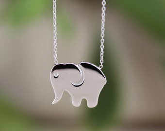 14K Real Gold Elephant Necklace, Wealthy Symbol Necklace, Dainty Elephant Pendant, Good Luck Necklace Gift, Wedding Gift, Birthday Gift