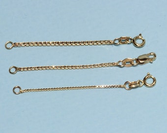 14K Real Gold Box Chain Bracelet Necklace Extender,