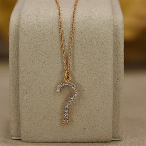 Symbol Jewelry, Question Mark Pendant, Question Symbol Necklace, If You Have A Question ? 14K Real Solid Gold Question Mark, Cubic Zirconia,