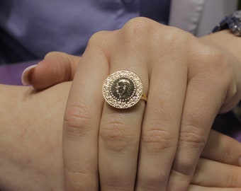 9KARAT Gold Vintage 1980's Detailed Coin Design Decorative