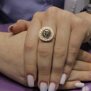 22K And 14K Gold Turkish Coin Ring, Gold Signet Ring, Statement Gold Coin Ring, Ataturk Lira Gold Ring, Coin Jewelry,Boho Coin Ring Gift