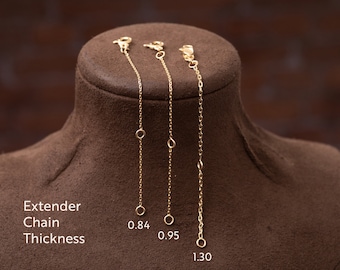 14K  Solid Real Gold Adjustable  Necklace Or Bracelet Extender Chain, Necklace Removable Adjuster Chain Link, 14K Gold Extension Chain Link