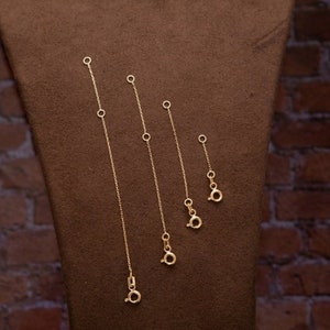 18k Solid Gold Necklace or Bracelet Extender, Adjustable length 1 2 3 4 5 6 7 8 inches Gold Extender,  Removable Real Solid Gold Extension