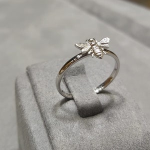 Anillo de abeja de miel, anillo de abeja de oro macizo real de 14 quilates, gran regalo para tu miel.