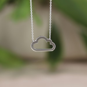14K Real Gold Cloud Necklace, Dainty Cloud Necklace, Cloud Jewelry, Rain Jewelry, Weather Cloud Pendant, Tiny Cloud Pendant Necklace