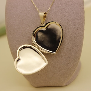 14K Solid Gold Heart Locket Necklace, Memorial Locket, Photo Locket Necklace, Personalized Engravable Heart Locket Necklace, Memorial Gift