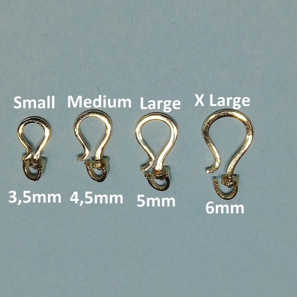 18K 14K  Real Gold Swivel S Hook, Hinge Hook Real Solid Gold Clasp, Oval Link Lock Jump Ring Bail Real Gold Enhancer For Charms Pendants