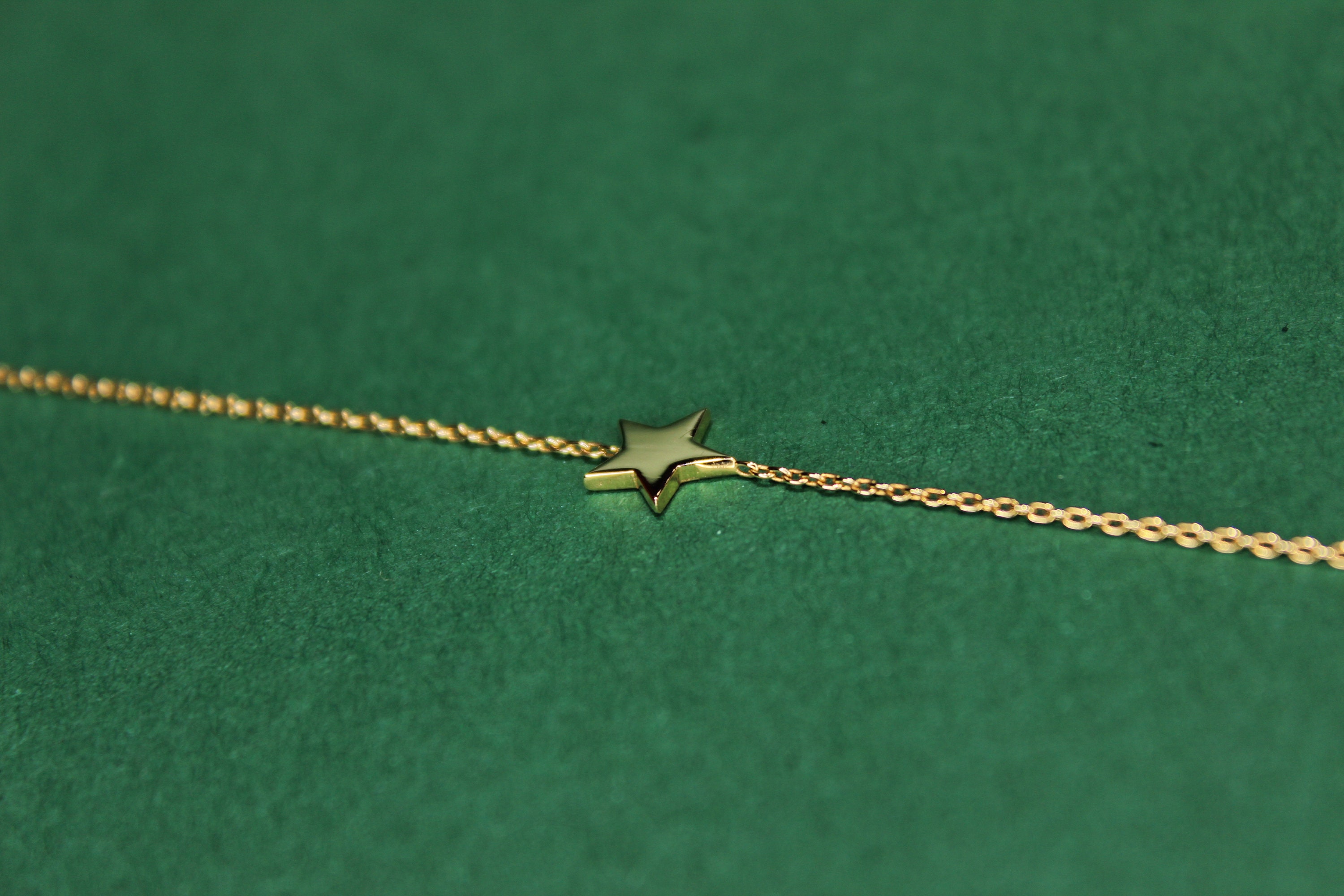 14K Solid Real Gold Star Bracelet Dainty Star Bracelet for Etsy