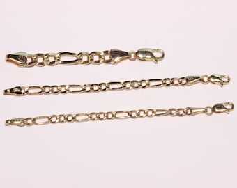14K Real Gold Figaro Chain Bracelet Necklace Extender, Figaro Adjustable Extender 1 2 3 4 5 inches Removable Extender, Cuban Extender Chain