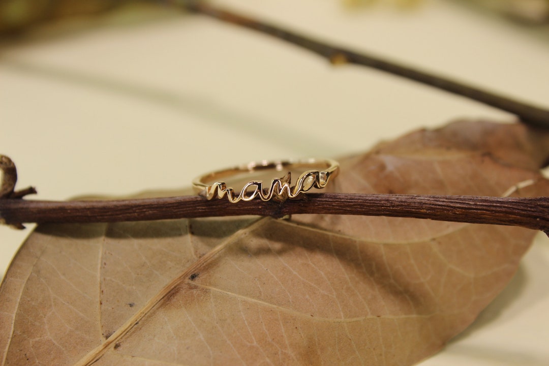 Mama Rind 14K 18K Solid Gold Mama Ring, Mama Ring With Birthstone, Dainty Mama ...