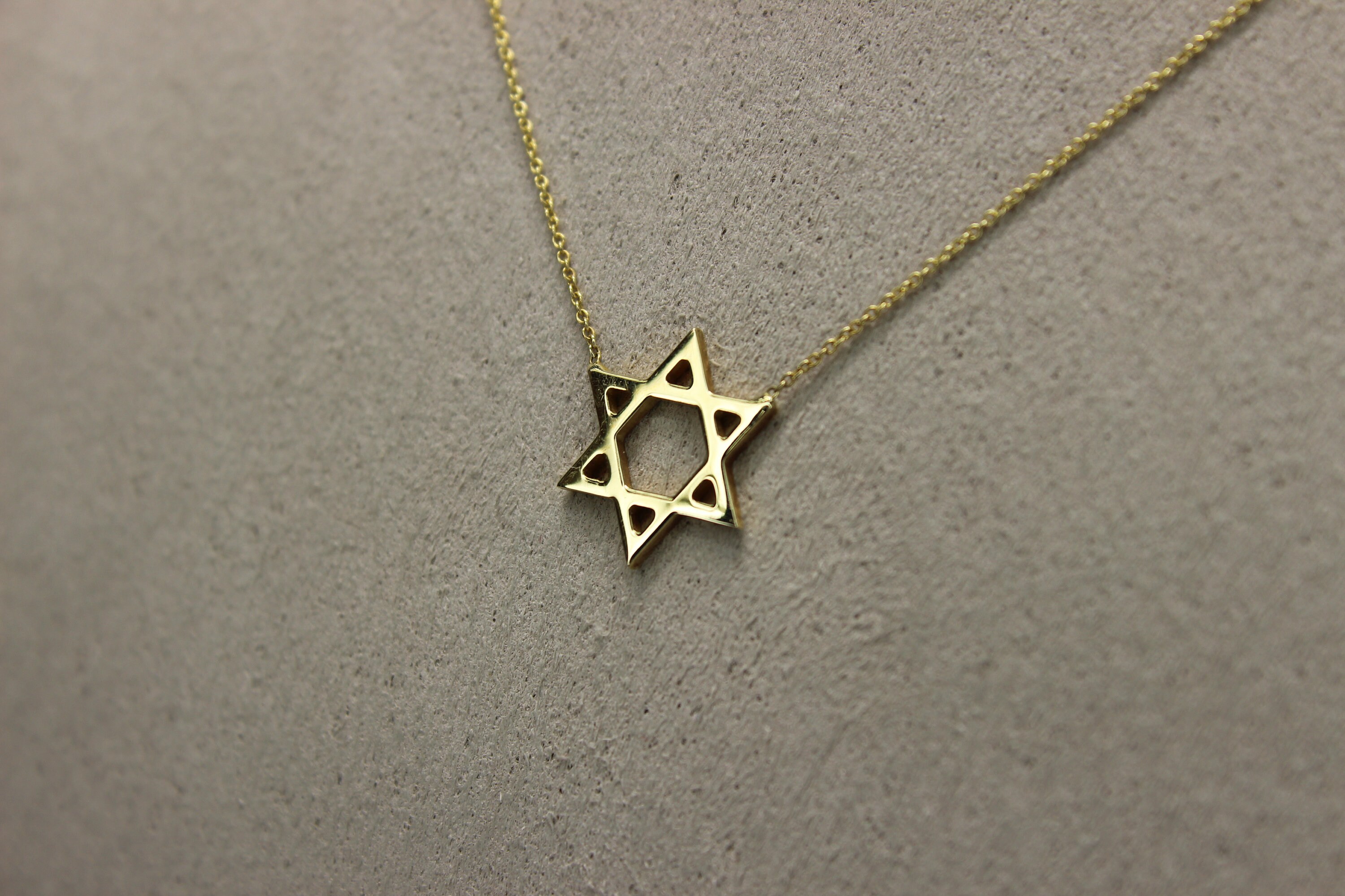 Israeli Star Chain Real Gold Jewish Star Necklace 14K Solid Gold Star Of David | Etsy