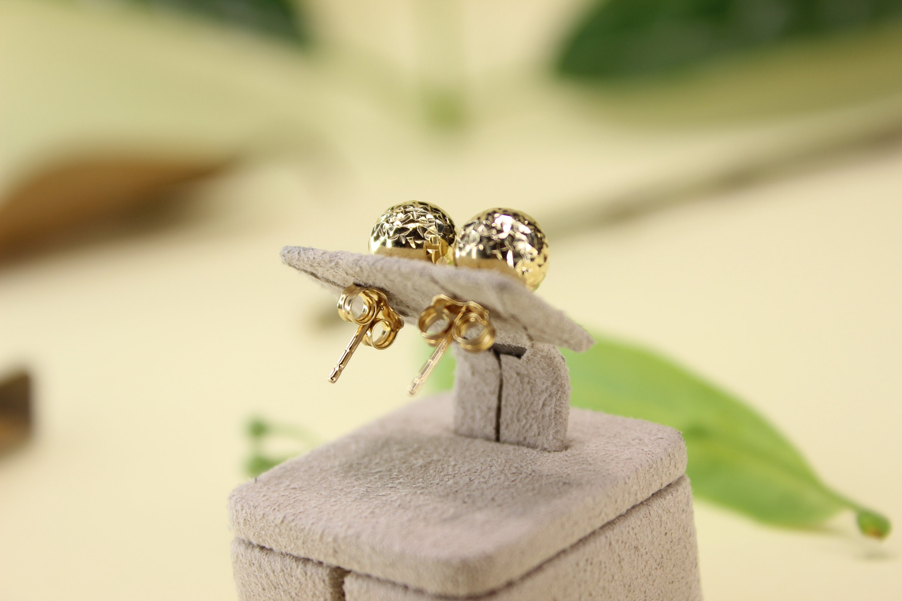 14K Real Gold Ball Earrings Dainty Gold Ball Stud Earrings Etsy UK