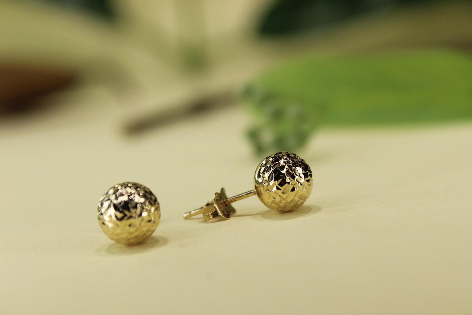 14K Real Gold Ball Earrings Dainty Gold Ball Stud Earrings Etsy UK