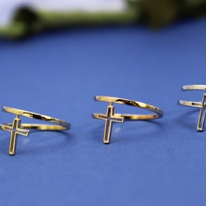 14K Solid Gold Christian Symbol Cross Ring, Christian Faith Gold Cross Ring, Religious Cross Christmas or Birthday Gift, Cross Jewelry,