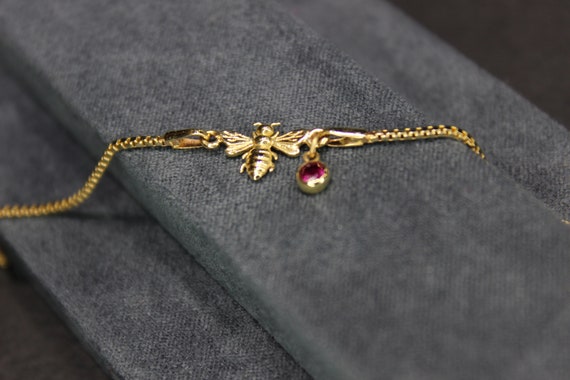 14Kリアルゴールドハニービーブレスレット、ミツバチギフト 