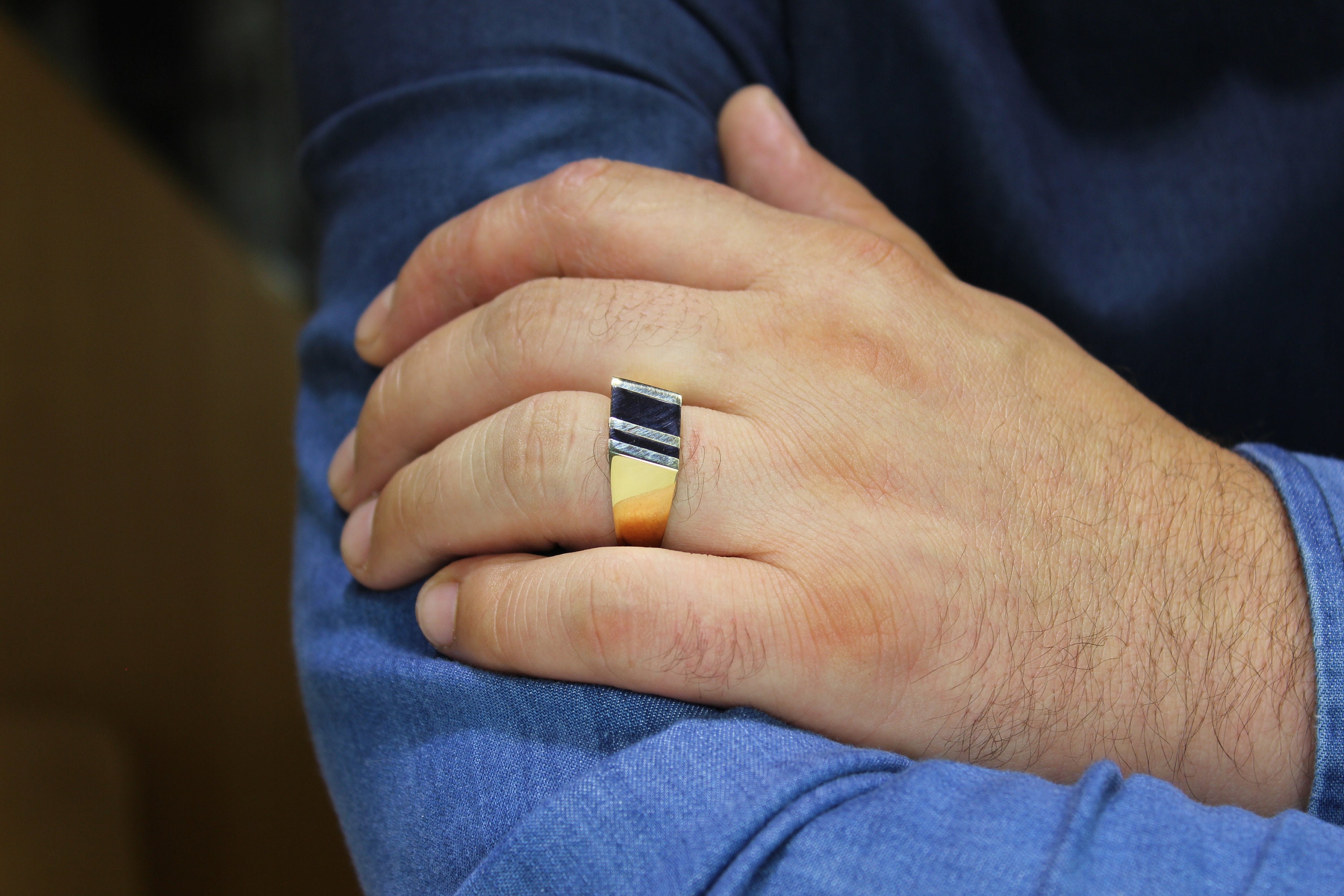 14K Real Gold Ring Gold Mens Ring Hand Made Men Ring Gift Etsy