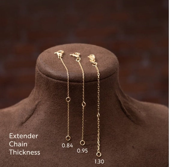 Adjustable Necklace Extender 14K or 18K Real Gold, Removable Chain Extender,  Real Solid Gold Extension Chain Link,1-4 Inch Bracelet Extender 