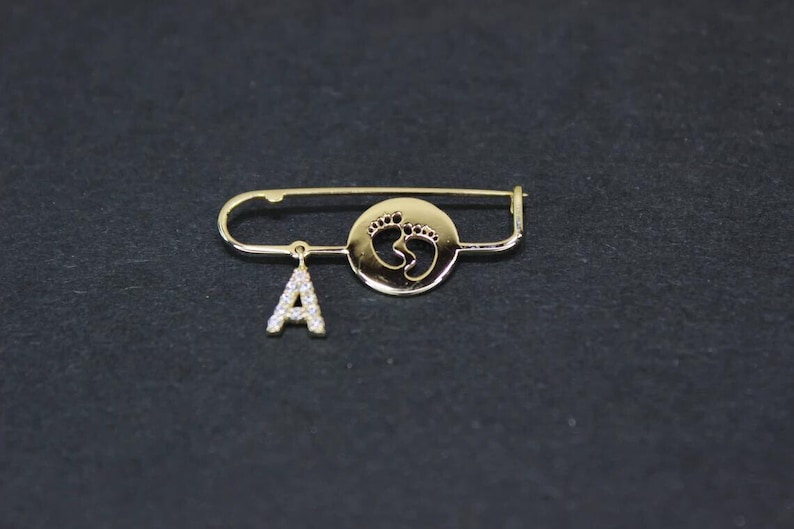 14K Solid Gold New Born Baby Pin, Baby Brooch, New Born Baby Gift ...