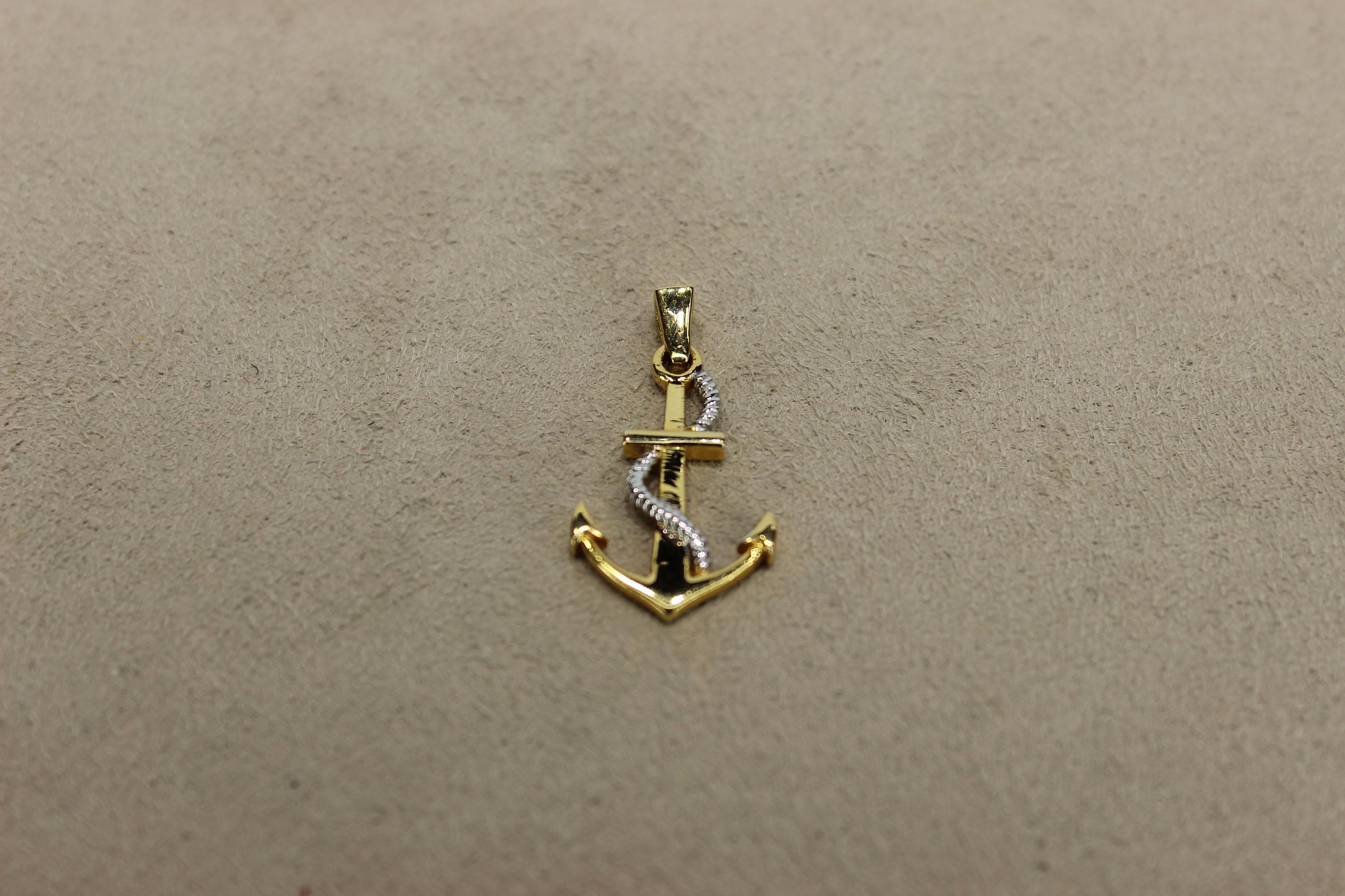 14K Real Gold Anchor Pendant Anchor and Cross Pendant Etsy