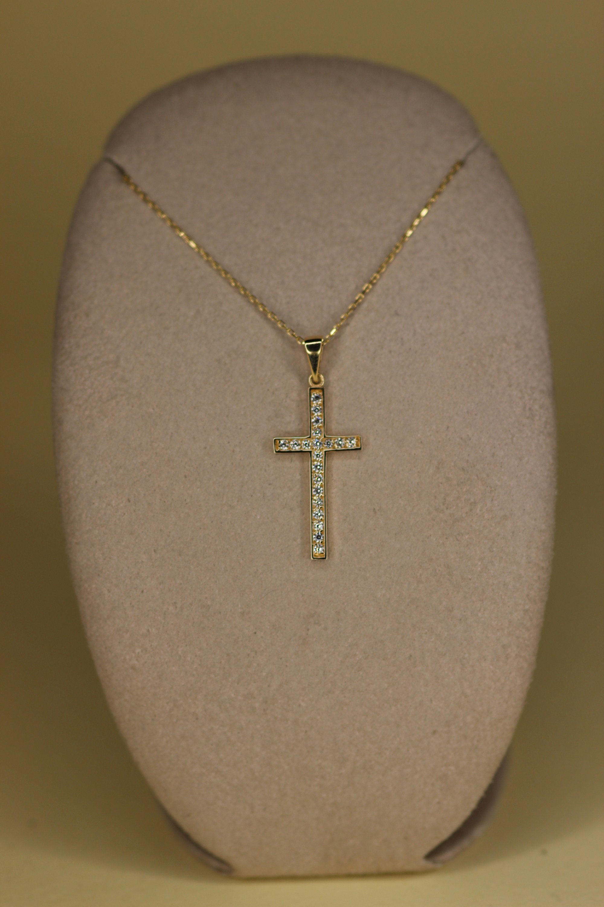 14K Gold Faith Cross Necklace Dainty Gold Cross Pendant Etsy
