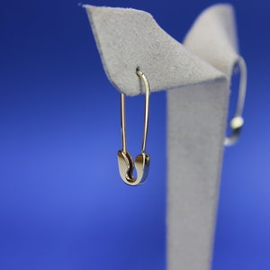 18K 14K Solid Yellow Rose White Gold Safety Pin Earring, Gold Safety Needle Pin Earrings, Paper Clip Gold Earrings, Dangling Earrings
