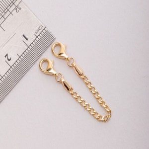 14K Real Solid Gold Extender Cuban Chain With 2 Pear Closures For Necklace or Bracelet Extender, Cuban Chain Adjustable Removable Extender