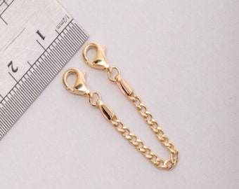 14K Real Solid Gold Extender Cuban Chain With 2 Pear Closures For Necklace or Bracelet Extender, Cuban Chain Adjustable Removable Extender