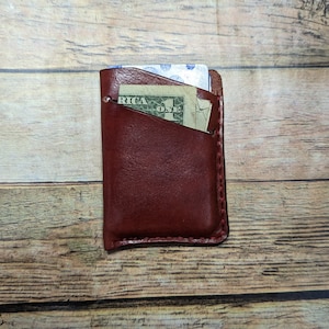 Cartera minimalista de cuero hecha a mano. Titular de la tarjeta. Cartera de bronceado vegetal. Cartera minimalista. Cartera de transporte diario. EDC. Funda para tarjeta de crédito.