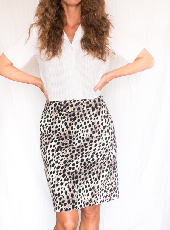 Corduroy Animal Print Pencil Skirt