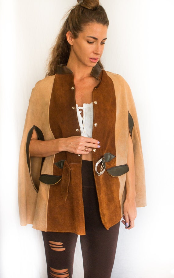 Vintage Two Tone Coffee Suede Cape