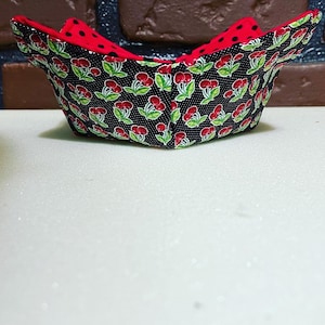 Microwavable bowl cozy reversible handmade, unique gift for her, kitchen decor, Christmas gift, Valentine's Day gift, Mother's Day gift