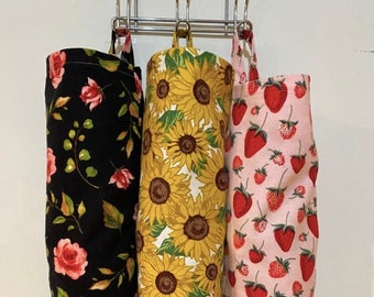 Porta bolsas de plástico de franela de algodón, porta bolsas de basura, bolsa de cocina hecha a mano, regalos únicos para ella, regalo del día de San Valentín, día de la madre