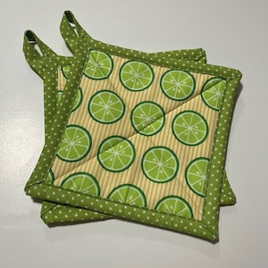Limes handmade potholders/oven mitts, unique gifts for her, holiday decorations and gifts, Christmas gift ideas, kitchen decor
