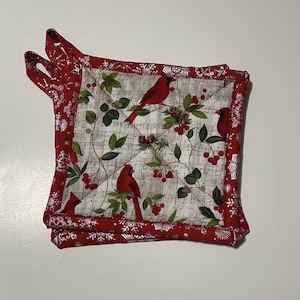 Cardinals / Weihnachtstopflappen / handgemachte Geschenke, Weihnachtsgeschenke, Weihnachtsdekoration, Küchendeko, rotes Vogeldekor, Muttertagsgeschenk