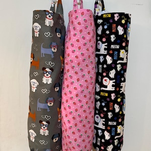 Porta bolsas de plástico extragrande de algodón, porta bolsas de basura, almacenamiento de bolsas de cocina hecho a mano, regalos únicos para ella, regalo de aniversario, Día de la Madre imagen 1