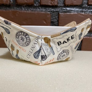 Microwavable bowl cozy reversible handmade, unique gift for her, kitchen decor, Christmas gift, Valentine's Day gift, Mother's Day gift